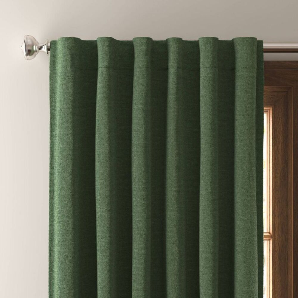 50"x84" Blackout Velvet Curtain Panel - Green Solid Lined Machine Washable -